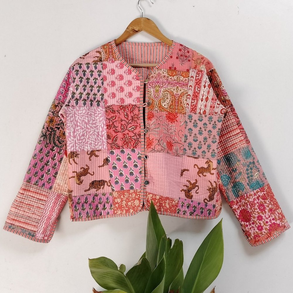 quilted jacket Cotton Cote, Handmade Winter Wear Quilted Unisex Cotton Jacket